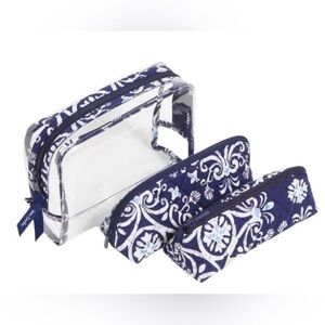 Vera Bradley 🆕 three-piece cosmetic steel blue medallion